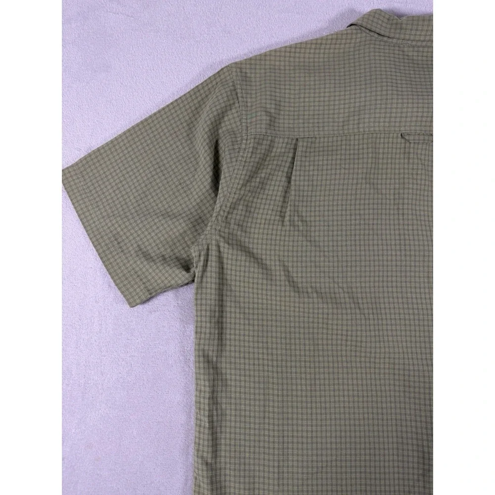 The North Face Plaid Hiking Shirt Men's L‎ Green Short Sleeve Button Up Outdoor
